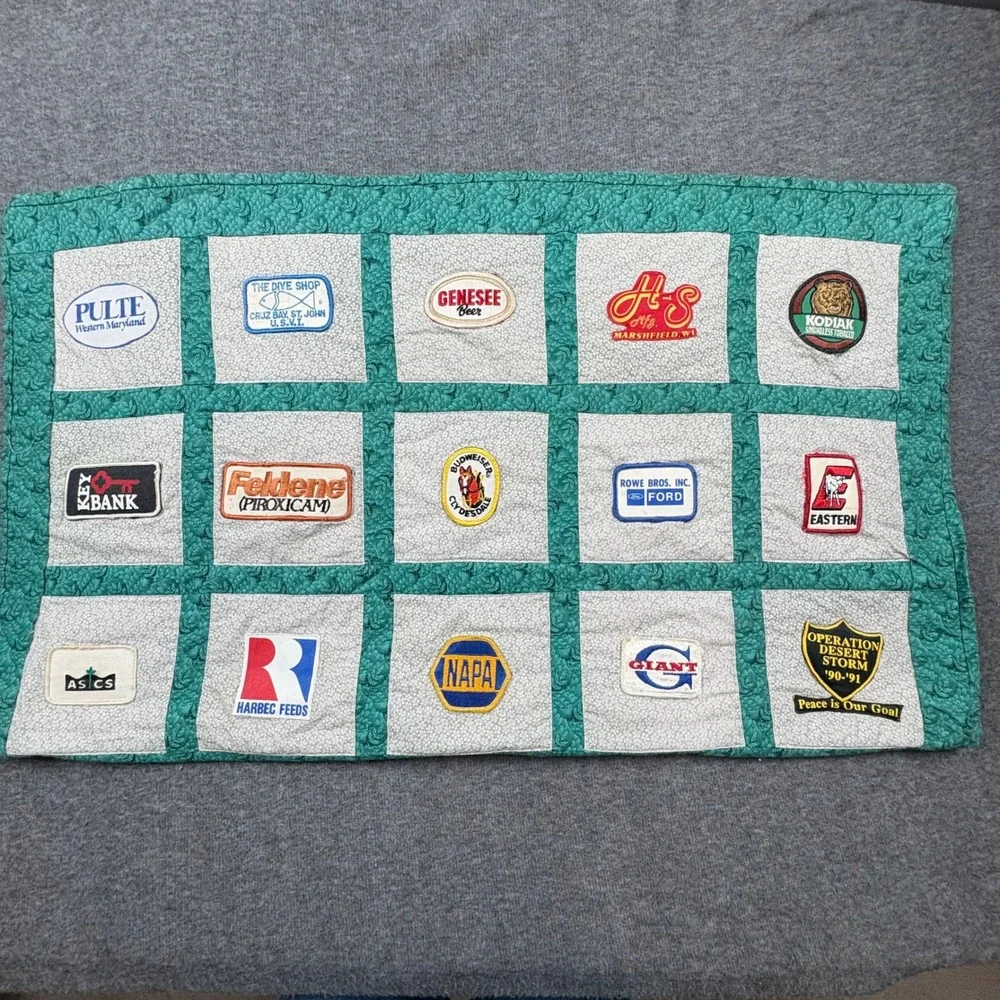Vtg. Logo Quilt Green Border Military, Auto, Farm, Business, Advertising Patches